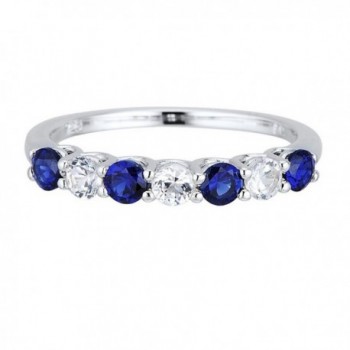 Created Sapphire 7 Stone Rhodium Sterling