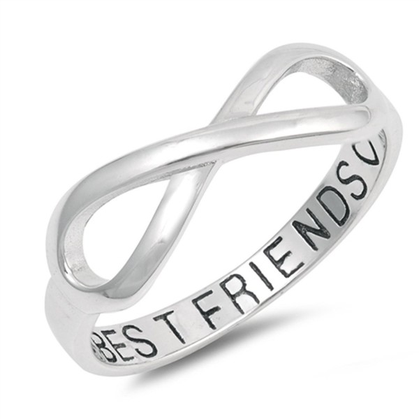 Infinity Best Friends Heart Ring .925 Sterling Silver Friendship Band Sizes 5-10 - CR1836RH0XH