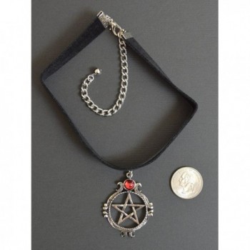 Velvet Choker Pentacle Cabochon Adjustable in Women's Choker Necklaces