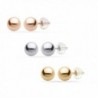 PARIKHS White Gold Ball Earrings High Polished 8MM 14k with Silicone Protected Gold Pushbacks - CP11QE2UCWV