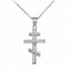 925 Sterling Silver Russian Orthodox Cross Pendant Necklace - CW123VJGQTH