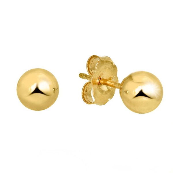 JewelStop 14k Real Yellow Gold Stud Ball Earrings- Gold Friction Backs - 7 mm - C711Y7007JP