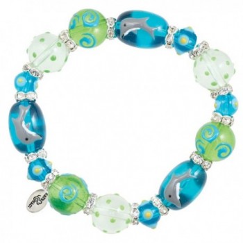 Clementine Design Kate & Macy Dreamy Dolphins Nautical Bracelet Painted Glass Beads Rhinestones - CB11769MQ7F