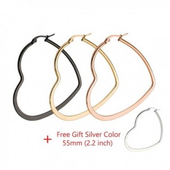 Hoop Earrings- Gold Plated Stainless Steel 4 Pairs Large Surgical Steel hoops 60mm 2.4inch - CL1899XXO6O