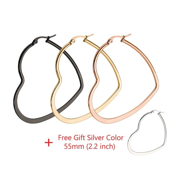 Hoop Earrings- Gold Plated Stainless Steel 4 Pairs Large Surgical Steel hoops 60mm 2.4inch - CL1899XXO6O