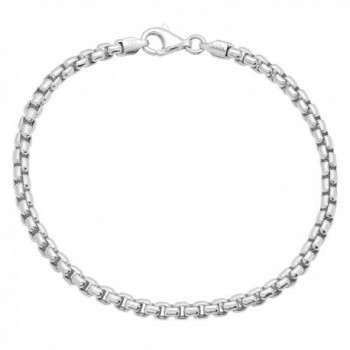 3mm Real 925 Sterling Silver Nickel-Free Italian Rounded Box Chain Bracelet + Bonus Polishing Cloth - C611UMNCREJ