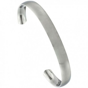 Stainless Steel Cuff Bracelet Domed Matte finish Comfort-fit- 5/16 inch wide- 7 inch - C5118WI3RXB