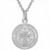 Sterling Silver St Benedict Medal 3/4 inch Round Italy 0.8mm Chain - CV11RINDYNJ