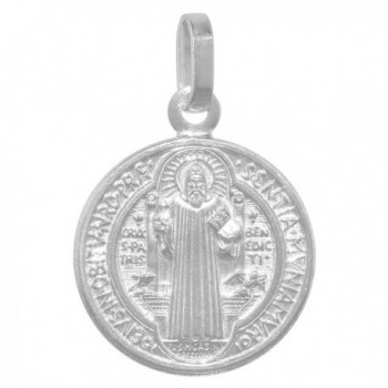 Sterling Silver Benedict Medal Round in Women's Pendants