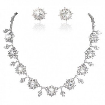 EVER FAITH Bridal Silver-Tone Flower Snowflake Necklace Earrings Set Clear Austrian Crystal - CP11GG5RYR7