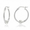 Sterling Silver Bead Round Polished Hoop Earrings - 25mm-Silver - CN12MN3R76X
