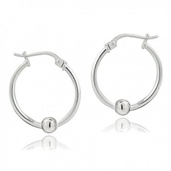 Sterling Silver Bead Round Earrings in Women's Hoop Earrings