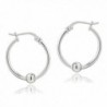 Sterling Silver Bead Round Earrings in Women's Hoop Earrings