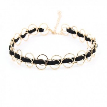 CHOKER LAND | Gold Rings Faux Suede Leather Choker - CK1856Y3Q6L