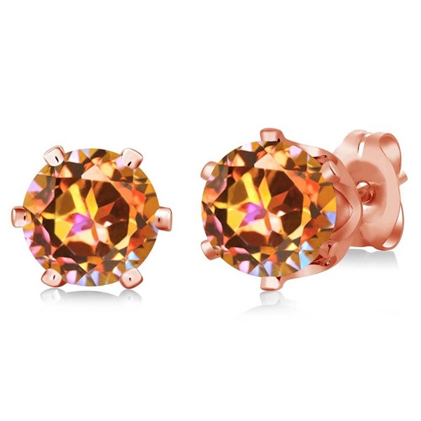 1.90 Ct Round Ecstasy Mystic Topaz Gold Plated 6-prong Stud Earrings 6mm - CJ1176Q58O1