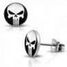 Stainless Punisher Circle Button Earrings