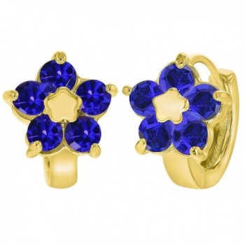 18k Gold Plated Navy Blue Flower Huggie Hoops Teens Womens Earrings - CF11Q0XQD0J