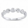 Round Clear CZ Beautiful Wave Cute Ring New .925 Sterling Silver Band Sizes 2-10 - CZ12O4DCFCG