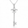 Diamond Fleur-De-Lis Key Pendant - Necklace in Sterling Silver - CL11GN315EZ