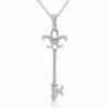 Diamond Fleur-De-Lis Key Pendant - Necklace in Sterling Silver - CL11GN315EZ