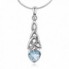 925 Sterling Silver Triquetra Celtic Knot Gemstone Heart Endless Love Pendant Necklace- 18" - Blue Topaz - CR12NTI9E3X