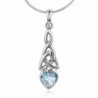 925 Sterling Silver Triquetra Celtic Knot Gemstone Heart Endless Love Pendant Necklace- 18" - Blue Topaz - CR12NTI9E3X