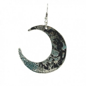 Restyle Goth Occult Textured Antique Silver Luna Large Crescent Moon Occult Witch Earrings - CY12GPJY0NT