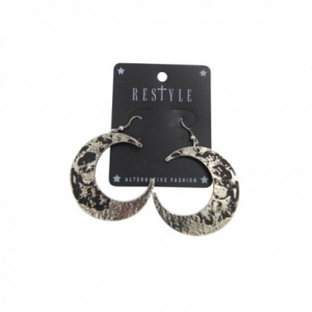 Restyle Textured Silver Moon Earrings in Women's Drop & Dangle Earrings