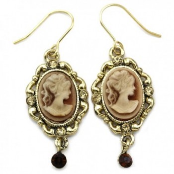 Brown Cameo Dangle Drop Earrings Fashion Jewelry - CQ110URRZFN