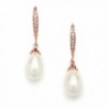 Mariell Vintage Rose Gold Glass Pearl Drop Bridal Wedding Earrings with Art Deco Cubic Zirconia Accent - CW12N1P0AMY