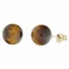 Trustmark 14K Yellow Gold 8mm Natural Brown Tigers Eye Ball Stud Post Earrings - C8118ZIEALP