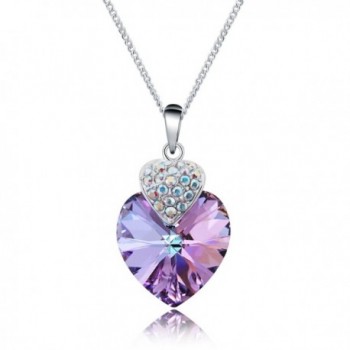 Love Heart Pendant Necklaces for Womens Made with Swarovski Crystals Jewelry Chain 16+2 inch - Purple - CL1842D372A