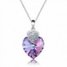 Love Heart Pendant Necklaces for Womens Made with Swarovski Crystals Jewelry Chain 16+2 inch - Purple - CL1842D372A