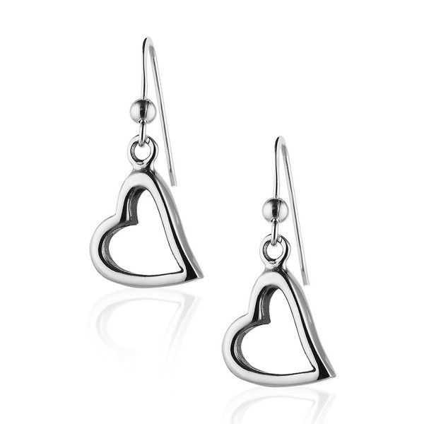 925 Sterling Silver Modern Symbolic Open Heart Dangle Earrings- Fashion Jewelry for Women & Girls - CT11C3TFL89