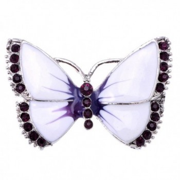 Alilang Painted Enamel Crystal Rhinestone Butterfly Fashion Jewelry Pin Brooch - Purple - CL112TAYUKB
