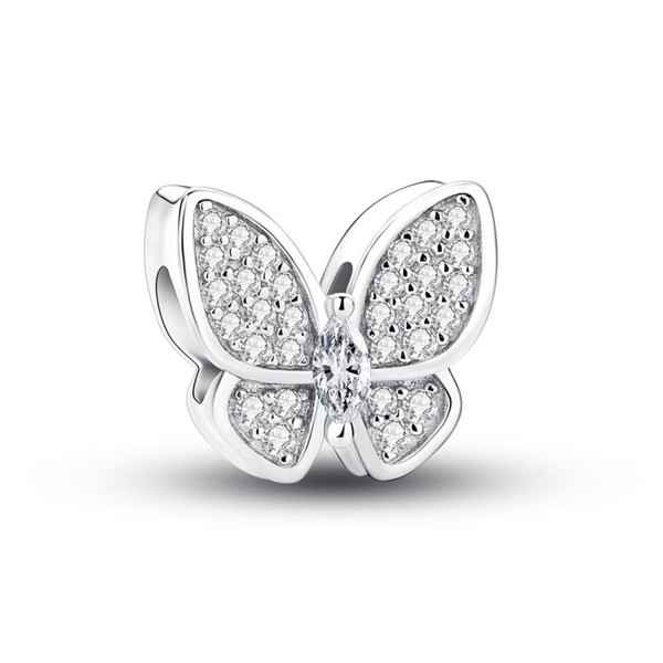 Glamulet Clear Crystal Butterfly Series Charms 925 Sterling Silver Beads Fits for Bracelet - C8189YT4C4M