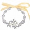 BriLove Women's Victorian Wedding Bridal Ivory Color Simulated Pearl Bendable Crystal Ribbon Tie Headband - CQ12GEIW1ZF