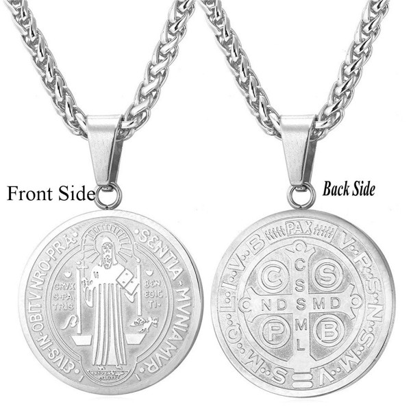 Saint Benedict Medal Pendant Celtic Cross Christian Jewelry Stainless Steel/18K Gold Plated Necklace - C612DACGPVX