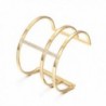 18k Yellow Gold Plated Zircon and Stainless Steel Strength Symbol Cuff Bracelet for Women - CW12G3JDH0D