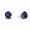 Stud Earring Round Simulated Blue Sapphire 925 Sterling Silver - CU12MXTJHXS