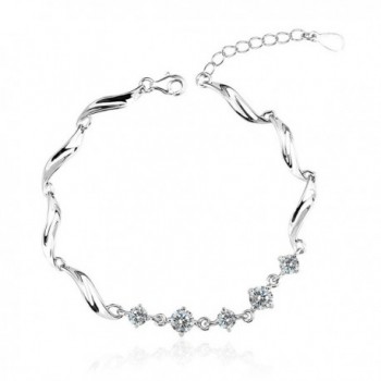 OUXi 925 Sterling Silver Unique Design Bracelet with Cubic Zirconia for Women - C517AZKS83D