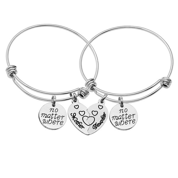 CAROMAY Mother Daughter Bangle Bracelets Jewelry Set Mother Daughter Forever Pack of 2pcs - C7188ZLDI7G