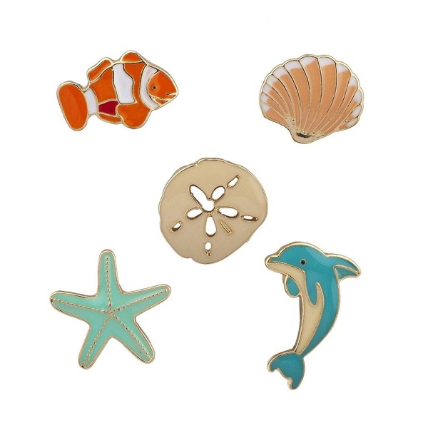 Lux Accessories Goldtone Tropical Sea Animals Summer Starfish Brooch Pin 5pcs - C417YSKRORE