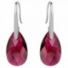 EleQueen 925 Sterling Silver CZ Teardrop Shepherd Hook Dangle Earrings Made with Swarovski Crystals - Fuchsia - CZ128TMN7NT