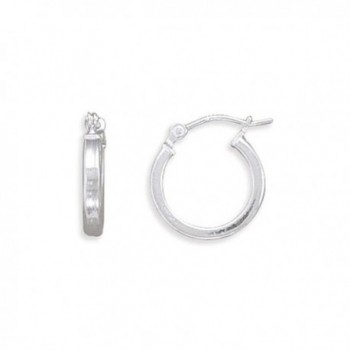 Hoop Earrings Extra Small Square Tube Sterling Silver 14mm - CX112XBGJ51