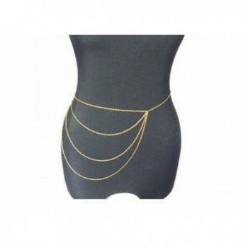 Wiipu Simple Gold Waist Chain Body Chain Body Jewelry Belly Slave Crossover Punk(D79) - C012KMN6W2L