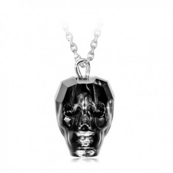 LadyColour "King of Rebirth" Sterling Silver Skull Heads Pendant Necklace Made with Swarovski Crystals - CF12N5GZSOS