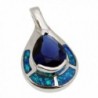 Teardrop Sterling Silver Pendant Blue Opal Ocean Sapphire Jewelry - CX17YTTNMCT