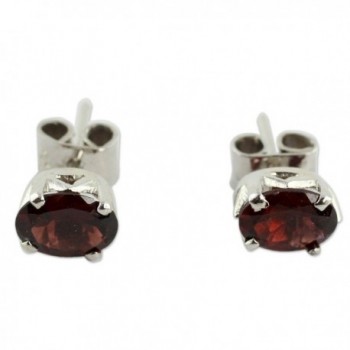 NOVICA .925 Sterling Silver and Garnet Artisan Handmade Stud Earrings- 'Scintillate' - CV127W12Z09