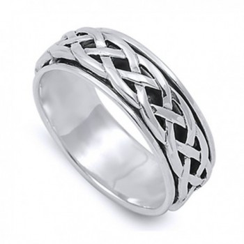Sterling Silver Wedding & Engagement Ring Celtic Design Spinner Wedding Band 8mm ( Size 4 to 14) - C712GW0MCHH
